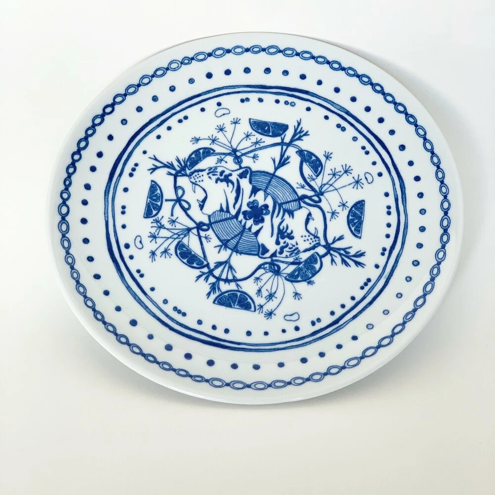 Deals π₯ Heather Levine Clare Crespo: Blue Tiger Plates - set of 4 π - Image 2