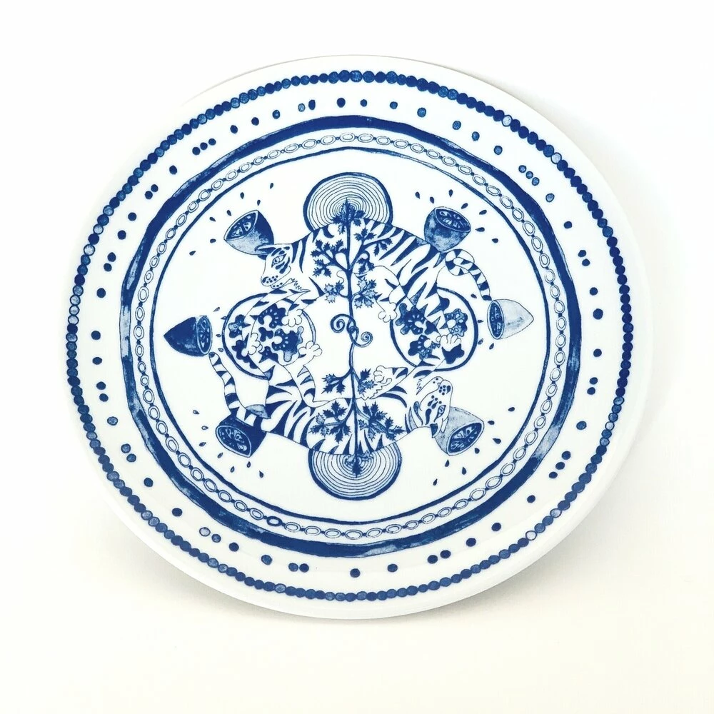 Deals π₯ Heather Levine Clare Crespo: Blue Tiger Plates - set of 4 π - Image 4