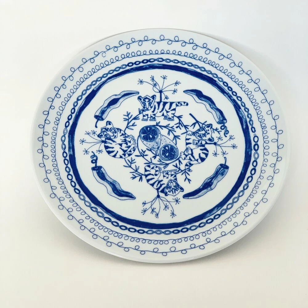 Deals π₯ Heather Levine Clare Crespo: Blue Tiger Plates - set of 4 π - Image 3