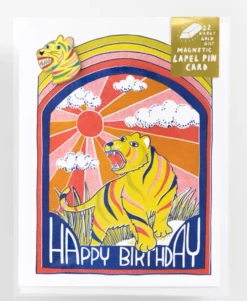 Best Pirce 💯 YELLOW OWL WORKSHOP Lapel Pin Happy 🎂 Birthday Rainbow Tiger Notecard 🥰