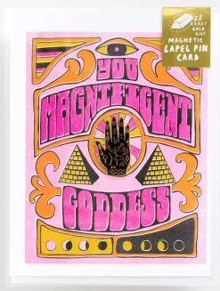 Wholesale 🤩 YELLOW OWL WORKSHOP You Magnifcent Goddess Notecard with Pin ✔️