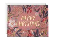 Discount 👏 Red Cap ❄ Christmas Flowers Holiday Notecard 🥰